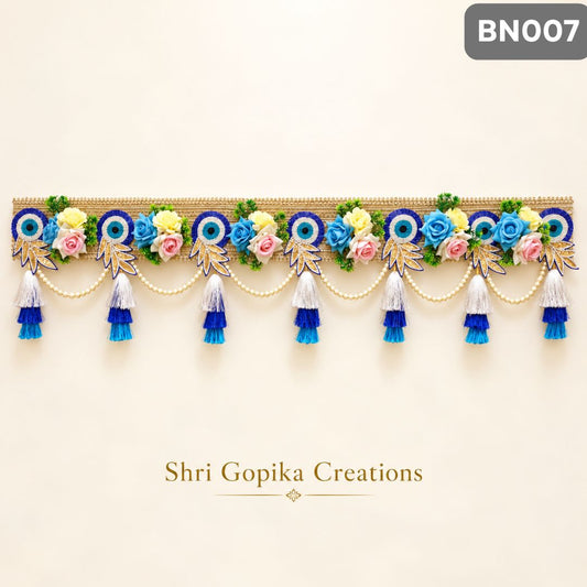 Blue Floral Peacock Designer Toran with Tassels | BN007