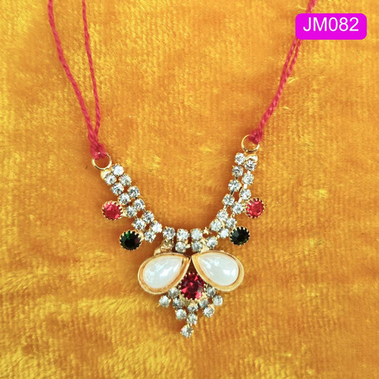 Golden Laddu Gopal Haar with Red, Black, and White Stones ( 1.6 Inches ) | JM082