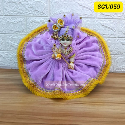 Velvet Winter Special Lavender Laddu Gopal Outfit with matching Cap and Scarf | SGV059