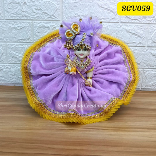 Velvet Winter Special Lavender Laddu Gopal Outfit with matching Cap and Scarf | SGV059
