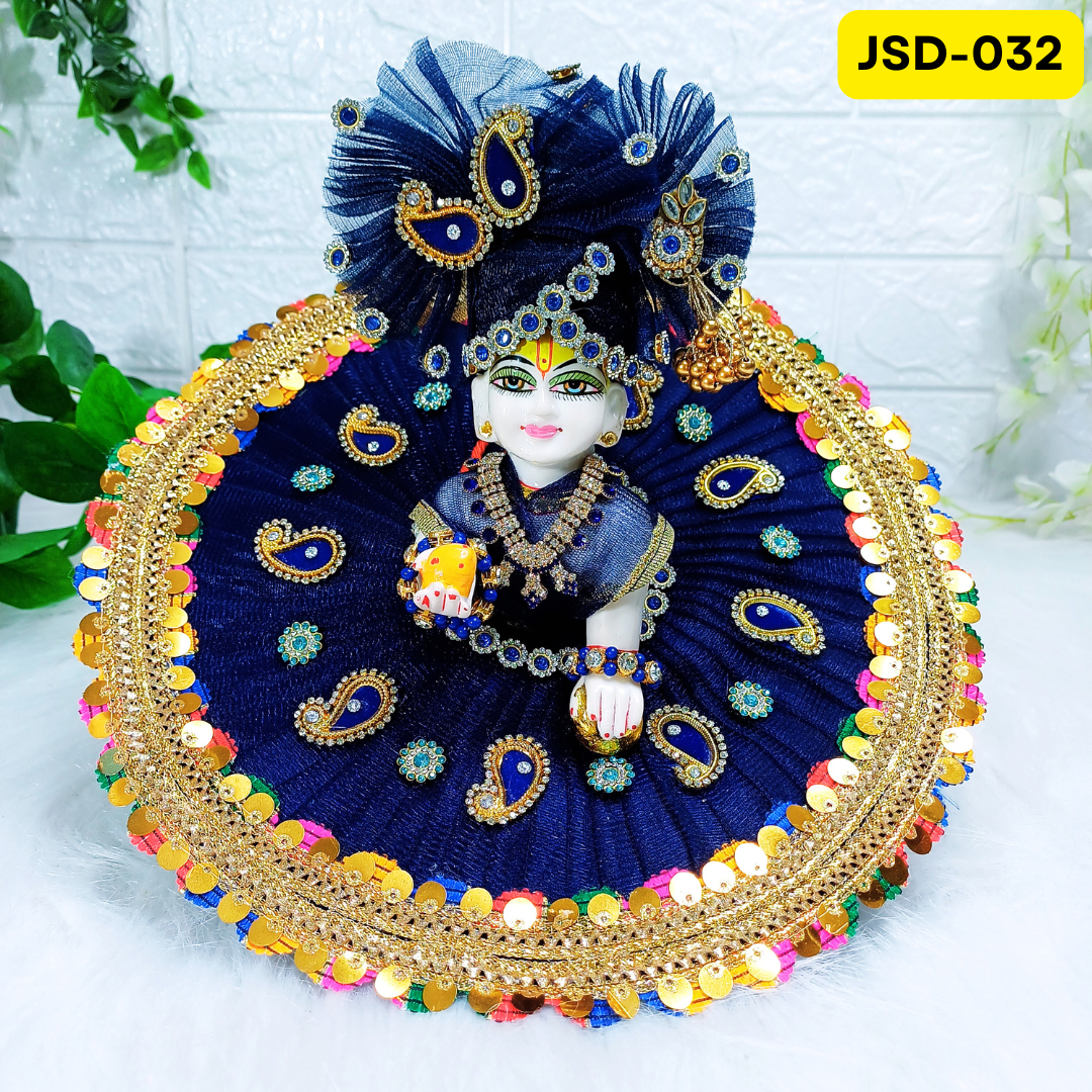 Janmashtami and Radhashtami Special Laddu Gopal Poshak in Blue color with Matching Pagdi | JSD032