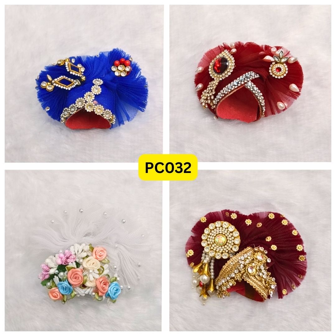 Pagdi for Laddu Gopal ji Combo Pack of 4 | Size - 5 Number | PC032