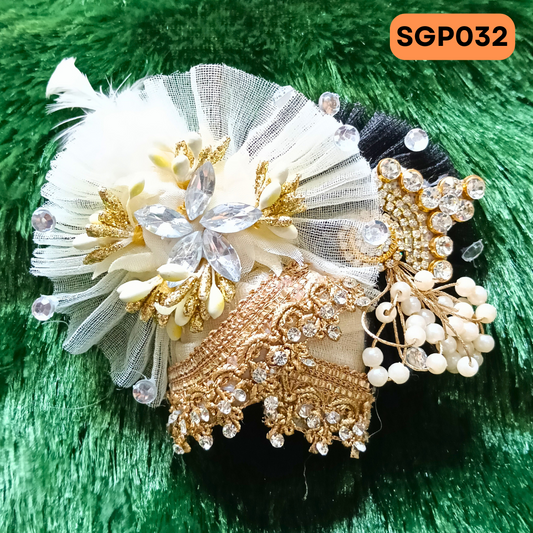 Cream  and Black Heavy Pagdi for Laddu Gopa ji | SGP032