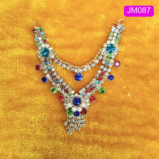 Multi colour Laddu Gopal necklace with Crystal Detailing ( 2.5 Inches ) | JM087