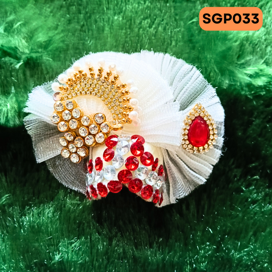 Cream Heavy Pagdi for Laddu Gopa ji | SGP033
