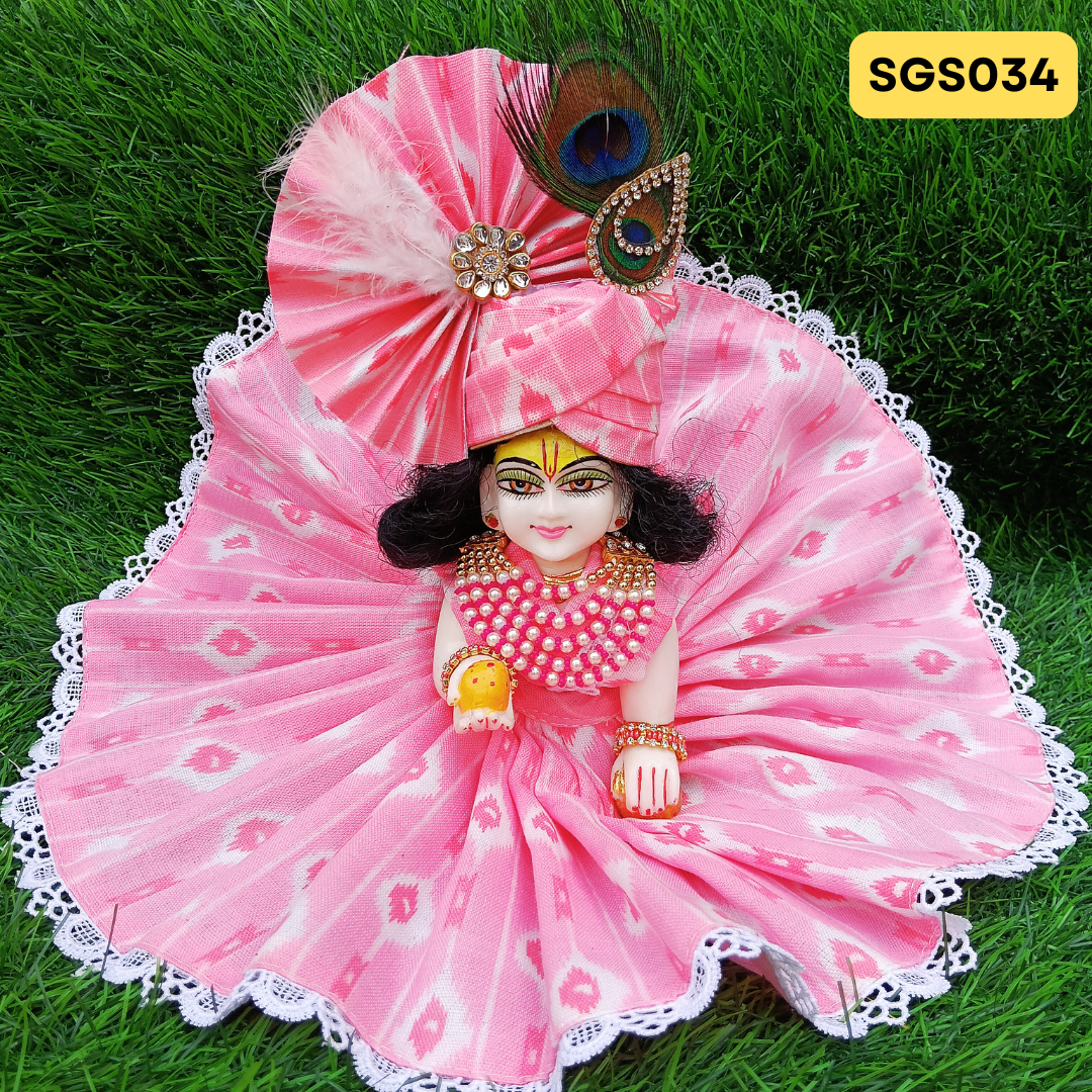 🌿 Pink cotton Laddu Gopal Dress with matching Pagdi – SGS034🌿
