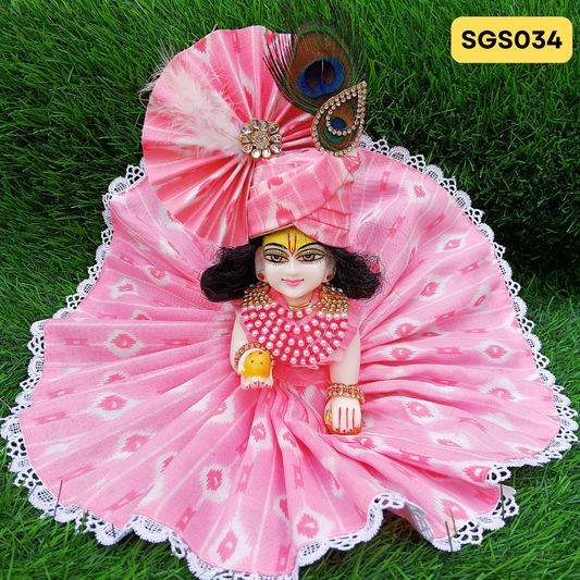🌿 Pink cotton Laddu Gopal Dress with matching Pagdi – SGS034🌿