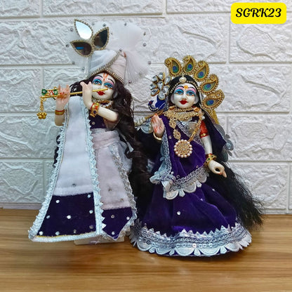 Purple Velvet Designer Radha Krishna Outfit | SGRK023