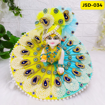 Janmashtami Special Laddu Gopal Poshak in Blue and Yellow Color with Matching Pagdi | JSD034