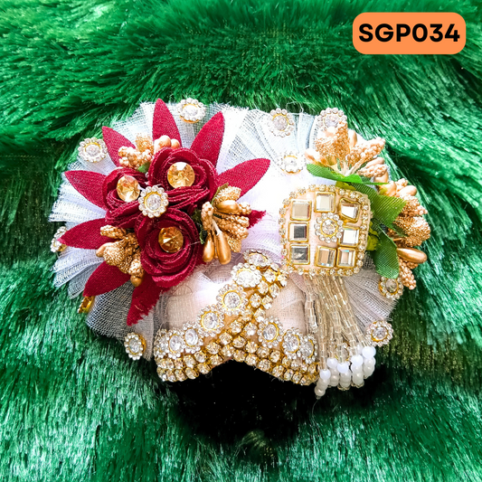 White Heavy Pagdi for Laddu Gopa ji | SGP034