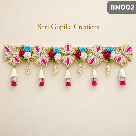 Pink & Blue Floral Designer Toran with Tassels | BN002