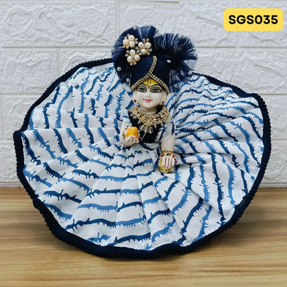 🌿 White printed cotton Laddu Gopal Dress with matching Pagdi – SGS035🌿