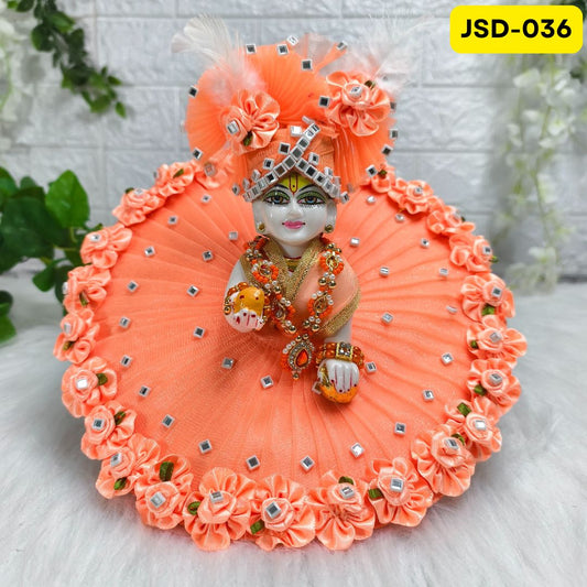 Peach coloured Designer Laddu Gopal Poshak With Matching Pagdi | JSD036