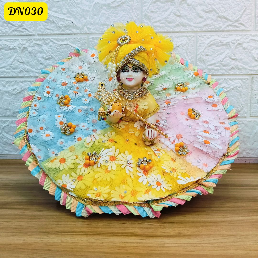 Multicolour Floral Printed  Laddu Gopal Poshak With Matching Pagdi | DN-030