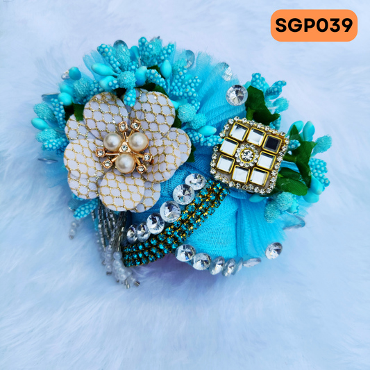 Sky blue Heavy Pagdi for Laddu Gopa ji | SGP039