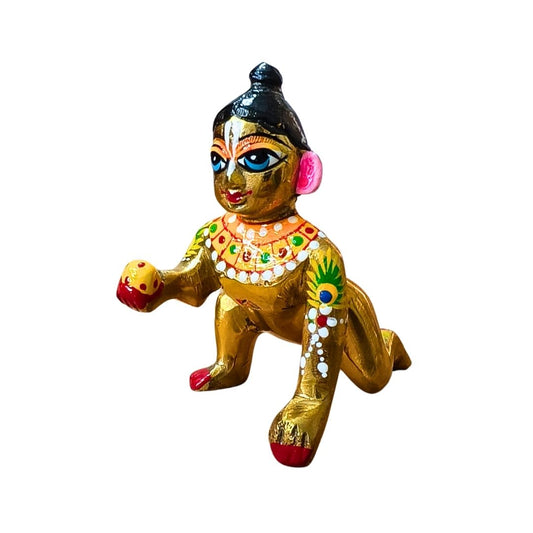 Brass Hand Painted Vrindavan laddu Gopal ji idol |  3 Number