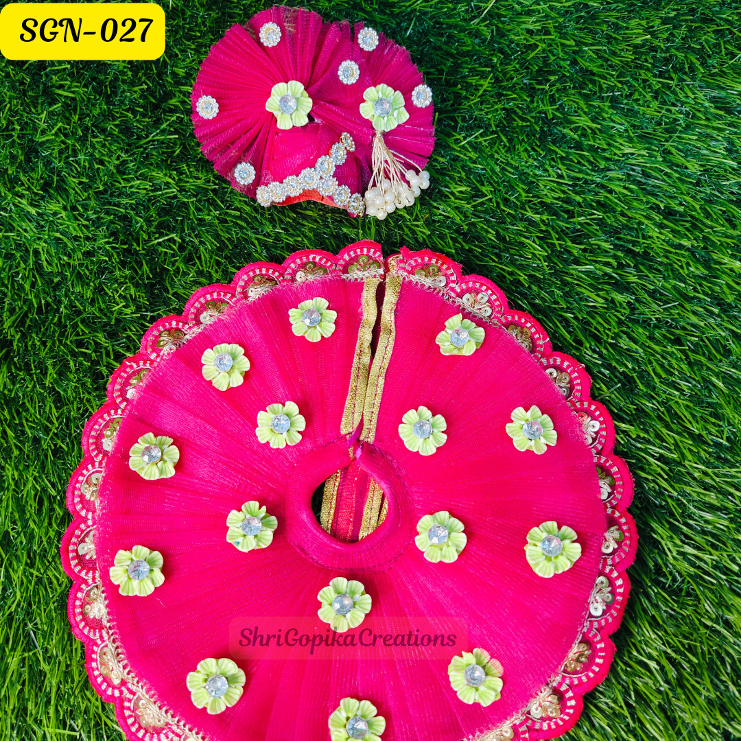 Beautiful Rani Pink Laddu Gopal Dress with Matching Pagdi | SGN027