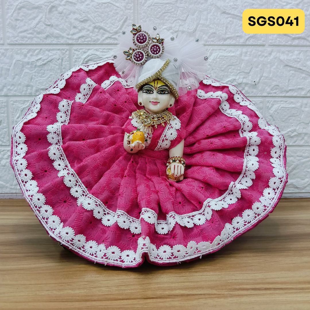 🌿 Light pink chicken pure cotton Laddu Gopal Dress with matching Pagdi – SGS041🌿