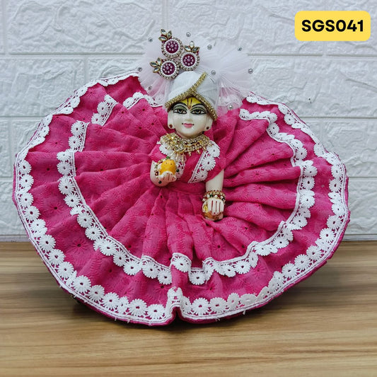 🌿 Light pink chicken pure cotton Laddu Gopal Dress with matching Pagdi – SGS041🌿
