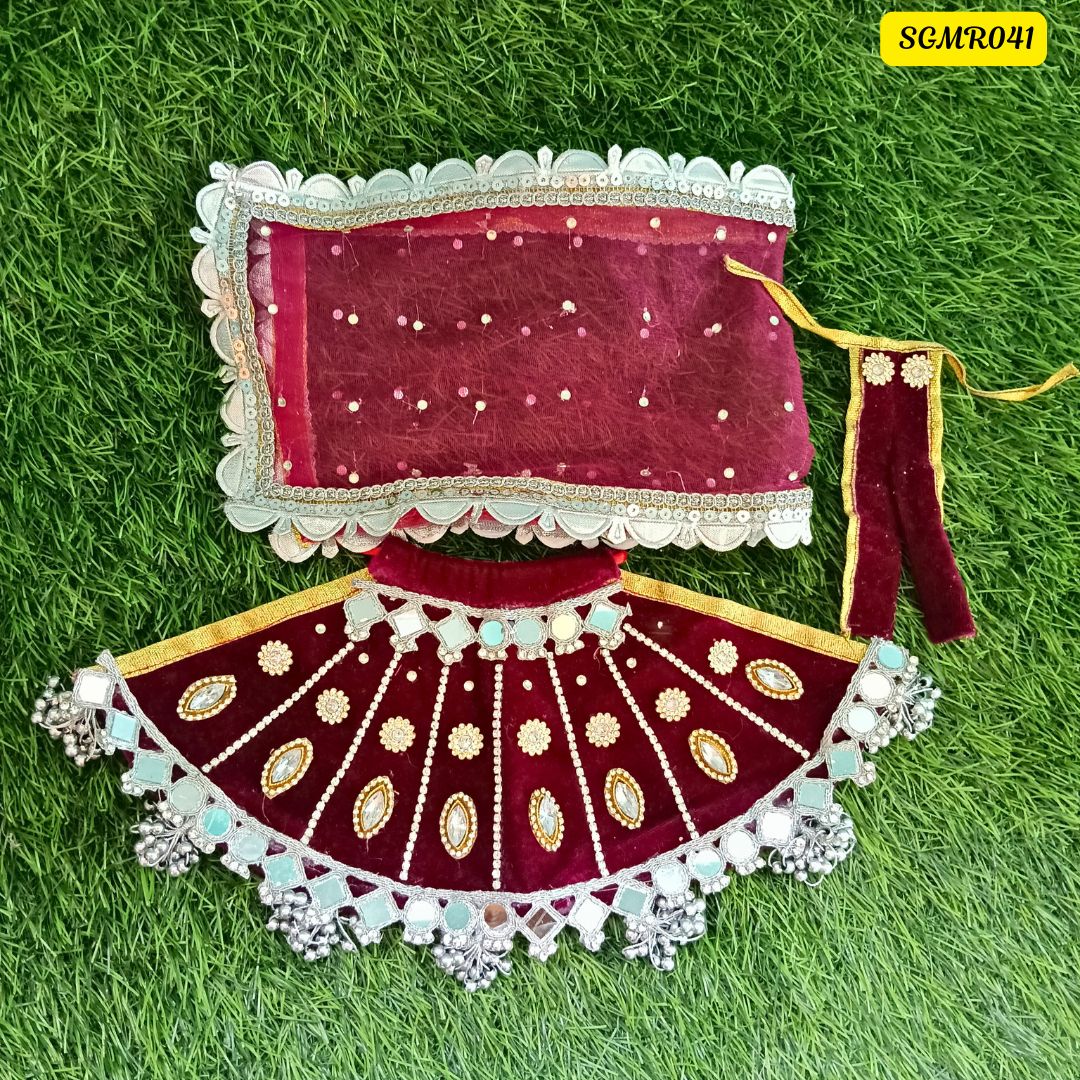 Wine Coloured Mata Rani Poshak with Mirror Work|| SGMR041