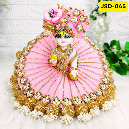 Janmashtami Special Designer Laddu Gopal Heavy Poshak in Pink Color with Matching Pagdi | JSD045