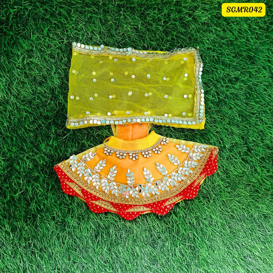 Yellow Designer Mata Rani Poshak || SGMR042