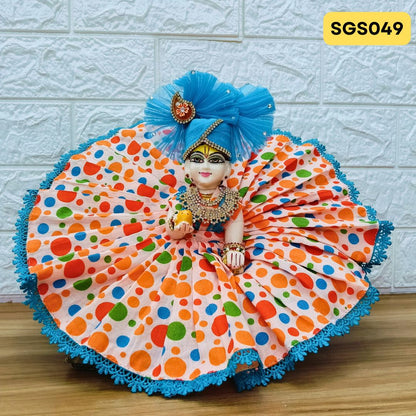 Multicolour Printed Cotton Laddu Gopal Dress with matching Pagdi – SGS049