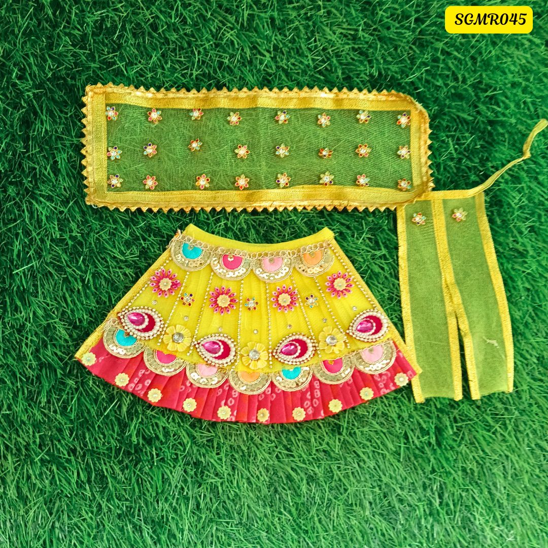 Yellow and Red Jaipuri Mata Rani Poshak || SGMR045