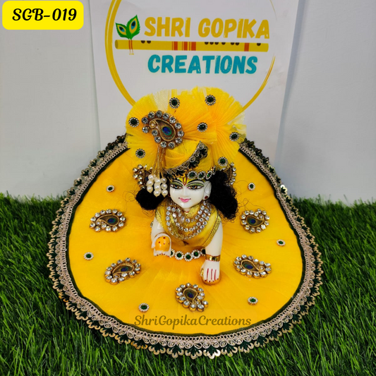 Vibrant Yellow Laddu Gopal Dress with Matching Pagdi  | Handcrafted Gopal Poshak |SGB019