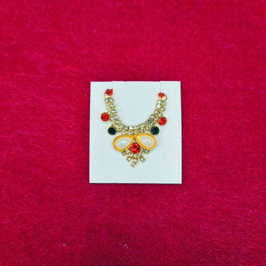 Golden Laddu Gopal Haar with Red, Black, and White Stones