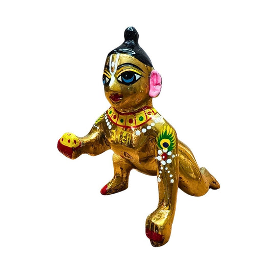 Brass Hand Painted Vrindavan laddu Gopal ji idol |  4 Number