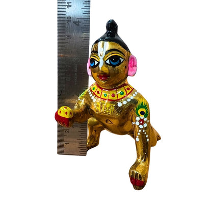 Brass Hand Painted Vrindavan laddu Gopal ji idol |  4 Number
