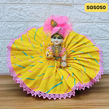 Yellow Printed Cotton Laddu Gopal Dress with matching Pagdi – SGS050