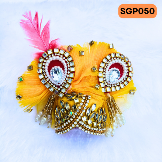 Yellow Heavy Pagdi for Laddu Gopa ji | SGP050