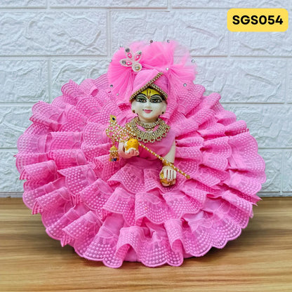 Pink Embroidery Designer Summer Wear Laddu Gopal Poshak With Matching Pagdi | SGS054