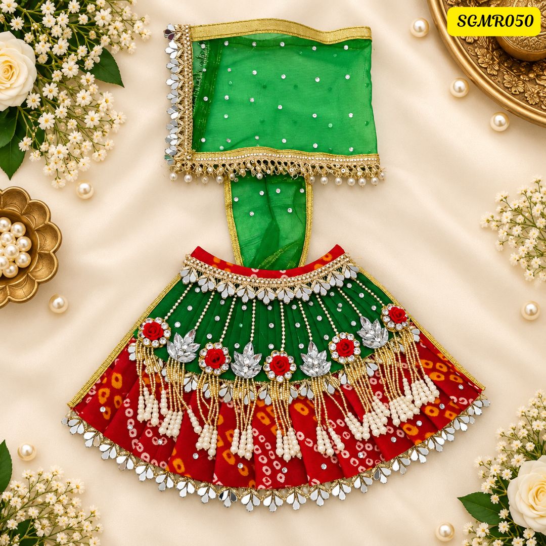 Red and Green Jaipuri Mata Rani Poshak || SGMR050