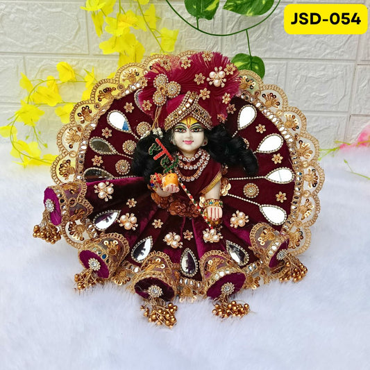 Janmashtami Special Designer Wine Color Laddu Gopal Heavy Poshak with Matching Pagdi | JSD054