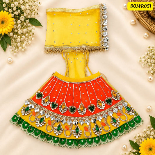 Yellow and Orange Jaipuri Mata Rani Poshak || SGMR051