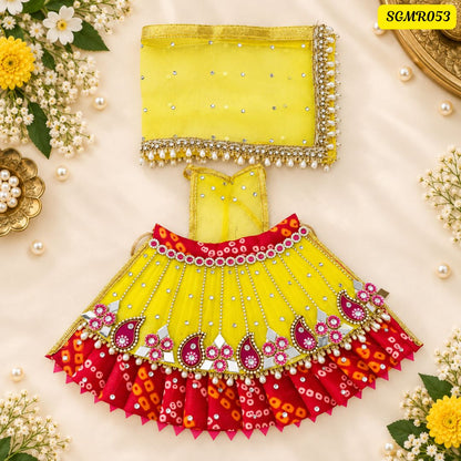 Red and Yellow Jaipuri Mata Rani Poshak || SGMR053