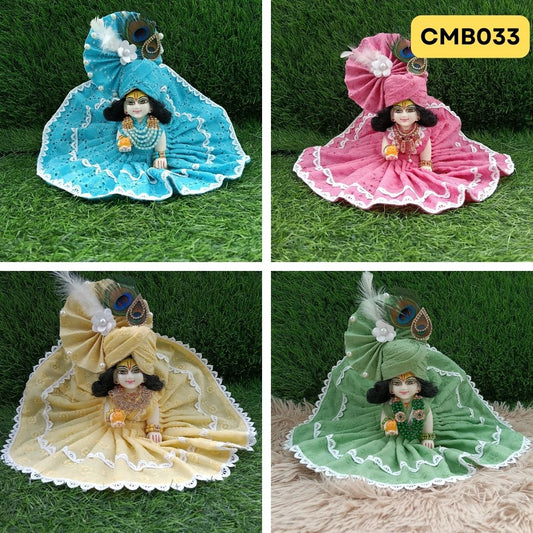 Laddu Gopal chicken Cotton Poshak Collection - CMB0033(Pack of 4)