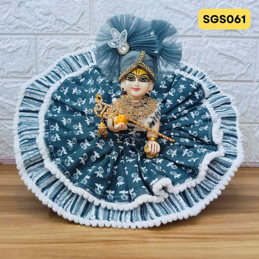 Laddu Gopal Gray Cotton Poshak with Pagdi | SGS061