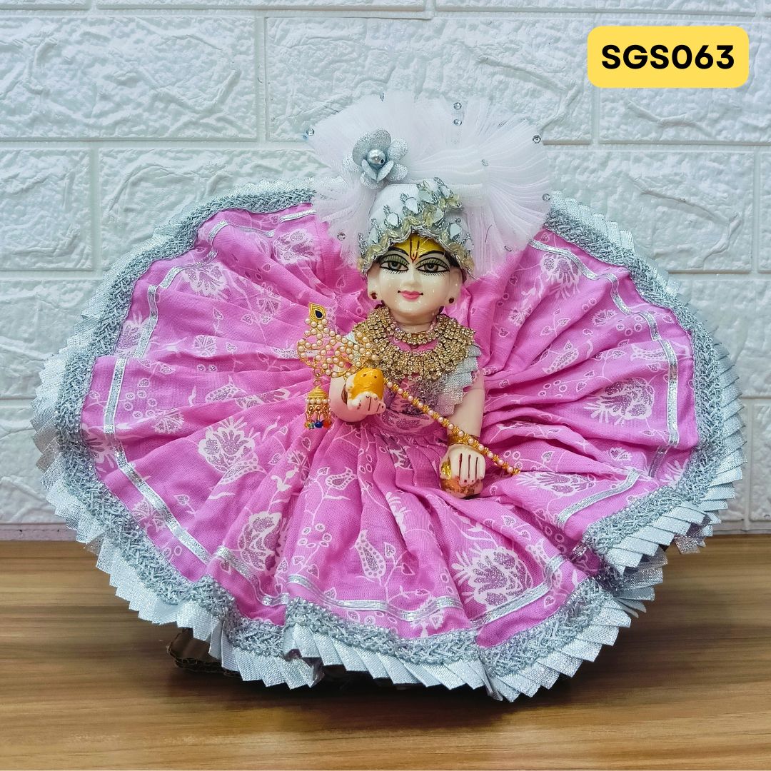 Laddu Gopal Pink Cotton Poshak with Pagdi |SGS063