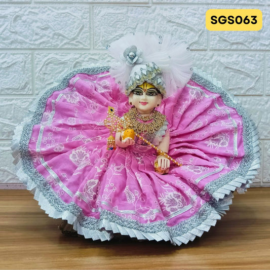 Laddu Gopal Pink Cotton Poshak with Pagdi |SGS063