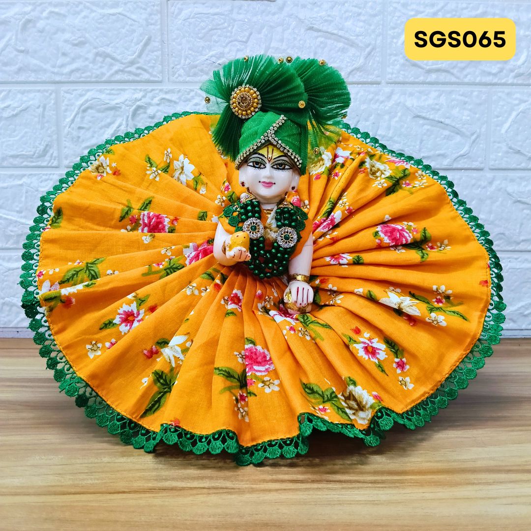 Laddu Gopal Yellow Cotton Poshak with Pagdi | SGS065