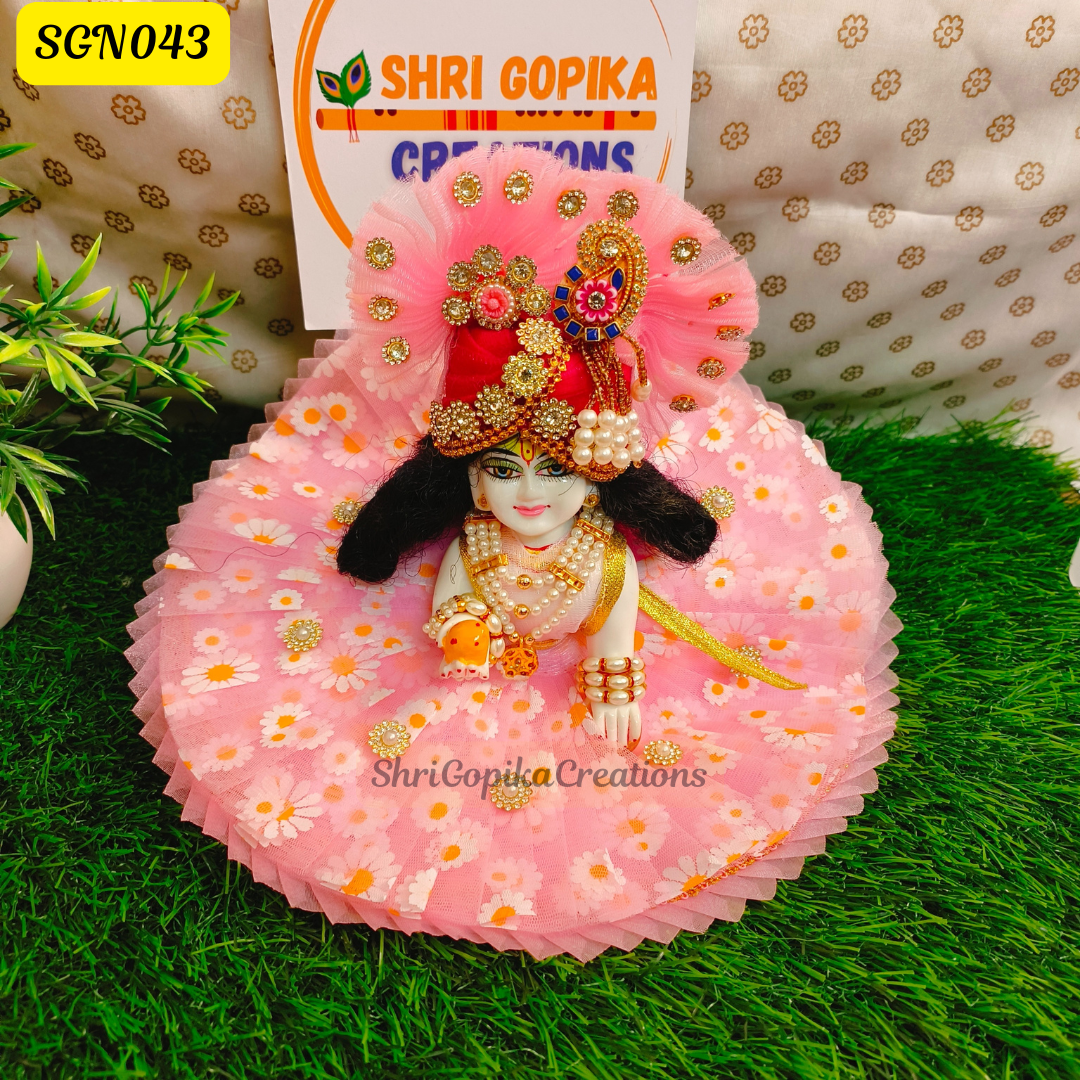 Pink Floral Laddu Gopal Dress | SGN043