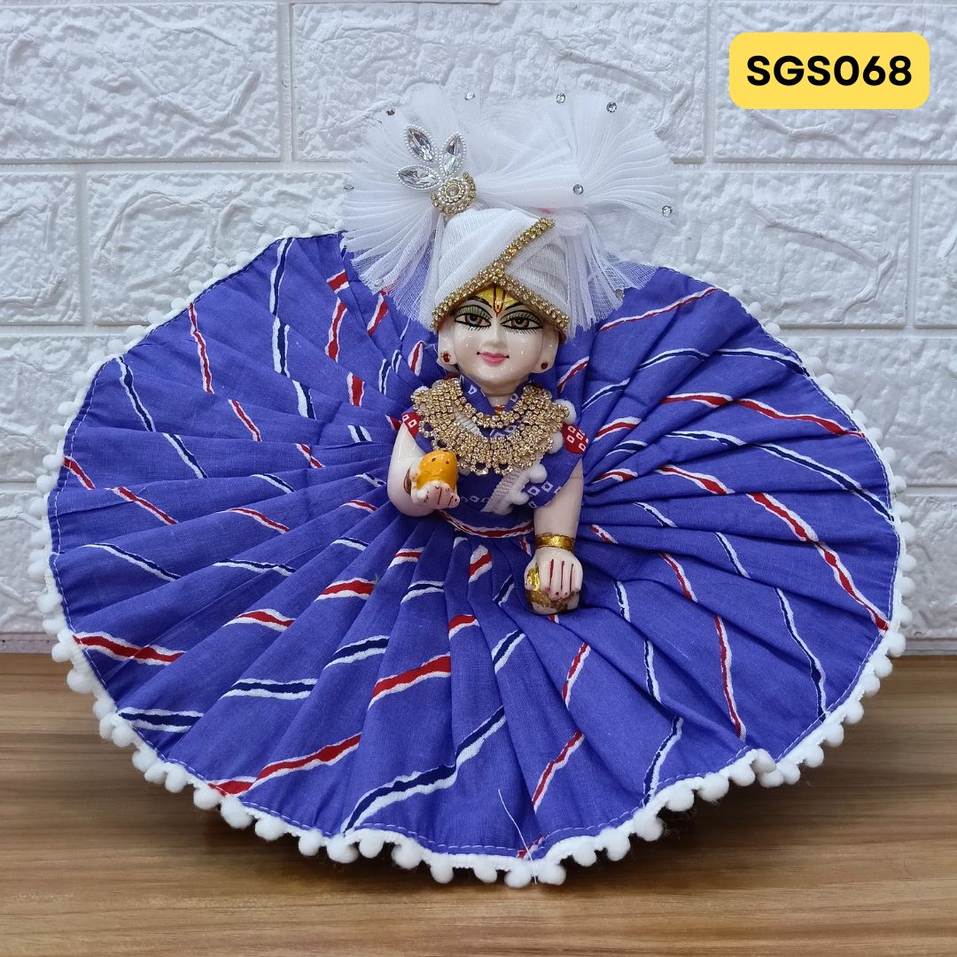 Laddu Gopal Blue Cotton Poshak with Pagdi | SGS068