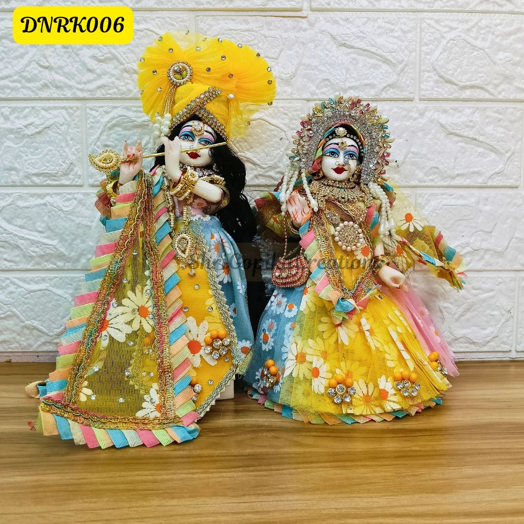 Multicolour Printed Net Radha Krishna Outfit with matching Chunni | DNRK006