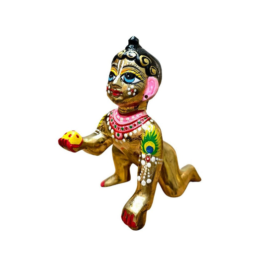 Premium Quality Brass Hand Painted Vrindavan laddu Gopal ji idol |  6 Number