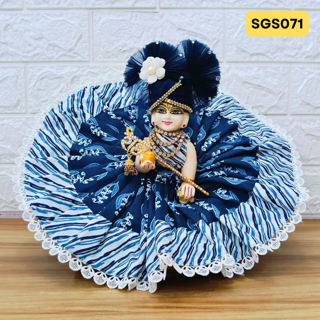 Laddu Gopal Gray Cotton Poshak with Pagdi | SGS071