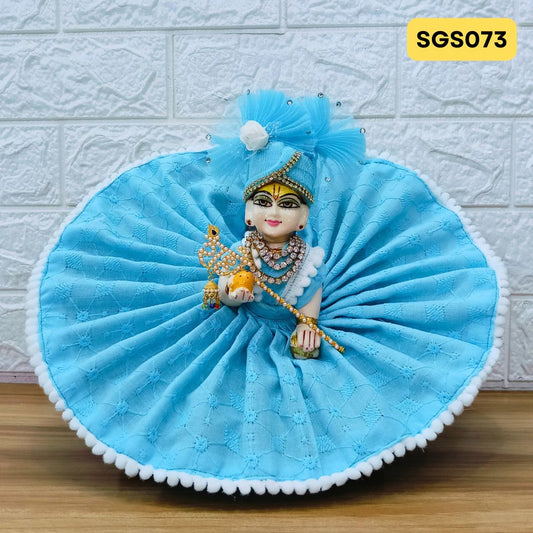 Laddu Gopal  Sky Blue chicken pure Cotton Poshak with Pagdi | SGS073